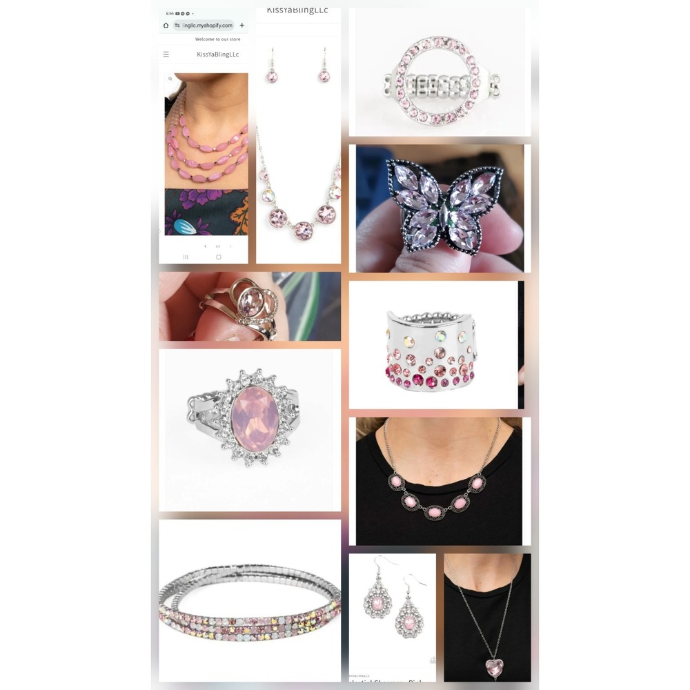 17 Paparazzi Hearts Iridescent Light pink Sets Lot Necklace Rings Earrings